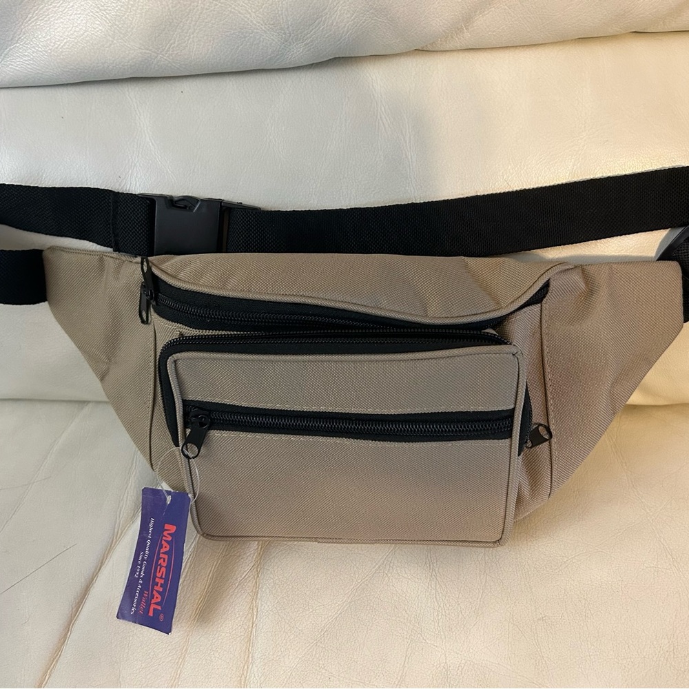 Marshal beige Fanny Pack Multi Zippered Waist Bag Design Hip Purse NEW unisex